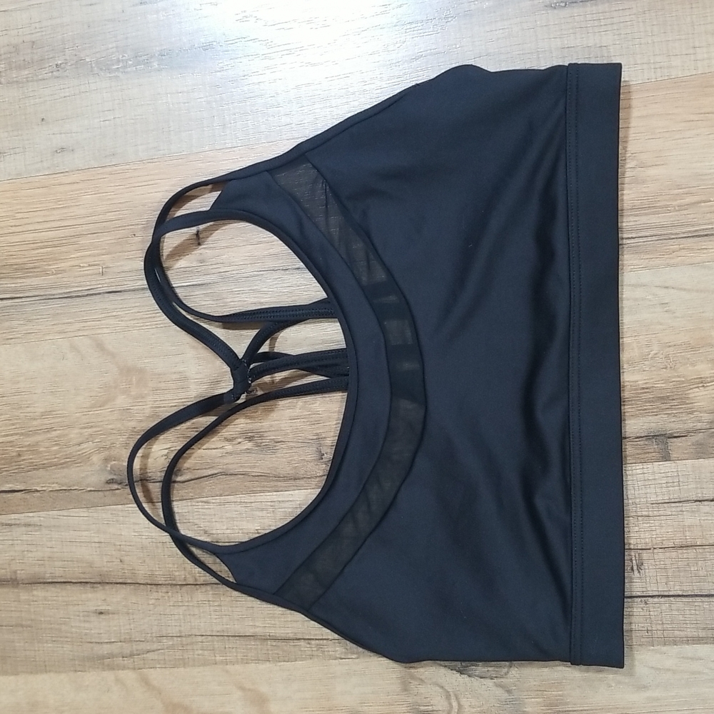 VSX SPORT - VICTORIA SECRET Black Racerback Sportsbra w/ Sheer Detailing -XS